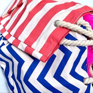 Pre-BUNDLE Red/White and Blue/White stripped totes
